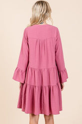 Mittoshop Tiered Notched Flare Sleeve Dress OutfitFlow